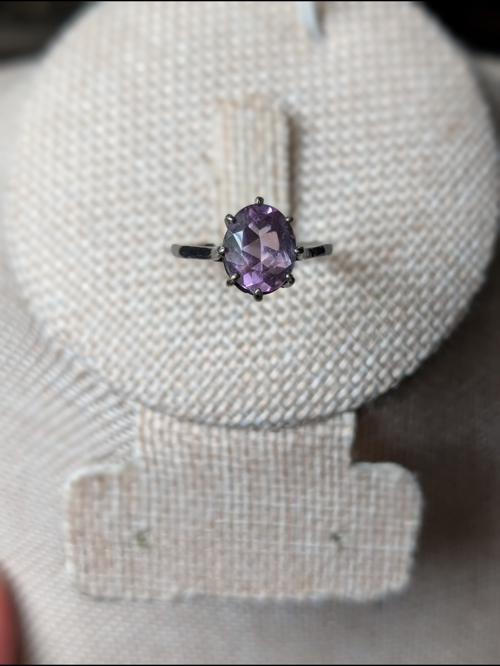 Sterling Silver Oval Purple Amethyst Ring